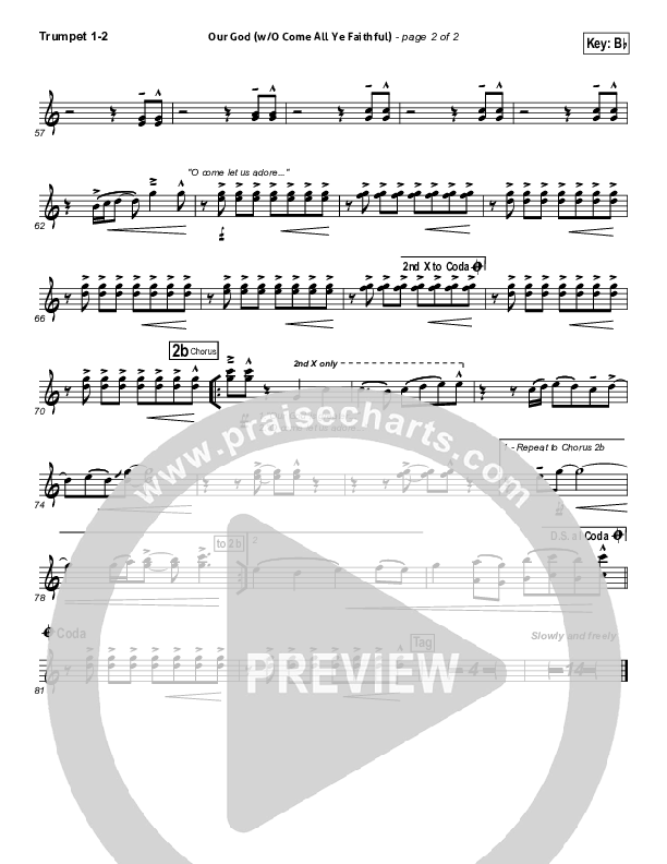 Our God (with O Come All Ye Faithful) Trumpet 1,2 (Lincoln Brewster)