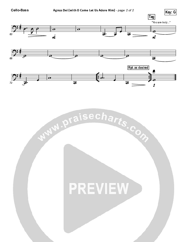 Agnus Dei (with O Come Let Us Adore Him) Cello/Bass (Don Moen)