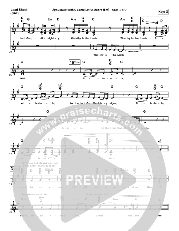 Agnus Dei (with O Come Let Us Adore Him) Lead Sheet (SAT) (Don Moen)