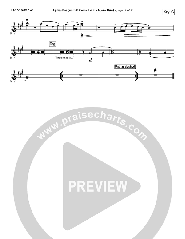 Agnus Dei (with O Come Let Us Adore Him) Tenor Sax 1/2 (Don Moen)