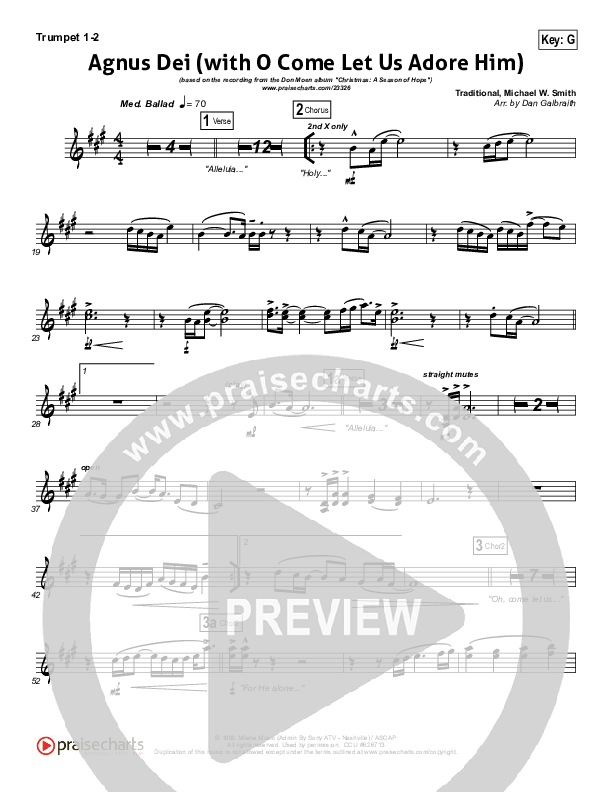 Agnus Dei (with O Come Let Us Adore Him) Trumpet 1,2 (Don Moen)