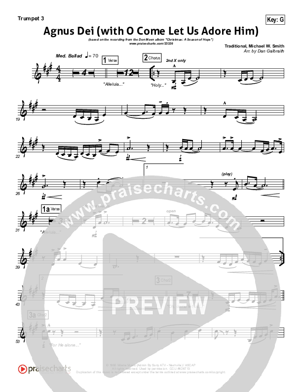 Agnus Dei (with O Come Let Us Adore Him) Trumpet 3 (Don Moen)