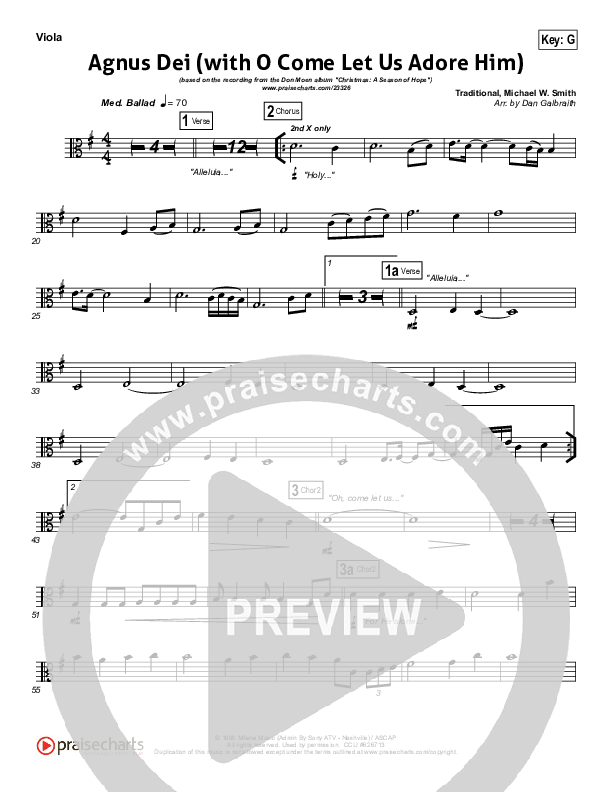 Agnus Dei (with O Come Let Us Adore Him) Viola (Don Moen)