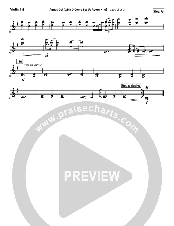 Agnus Dei (with O Come Let Us Adore Him) Violin 1/2 (Don Moen)