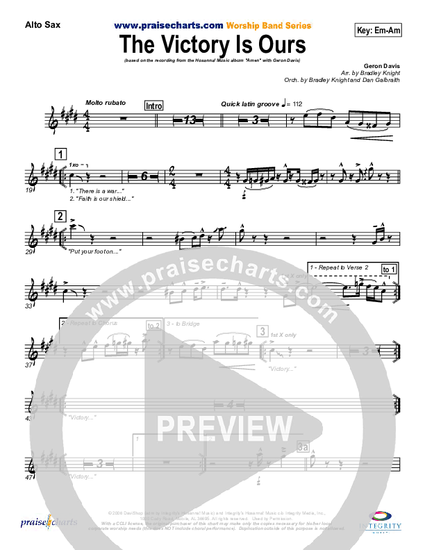 The Victory Is Ours Alto Sax (Geron Davis)