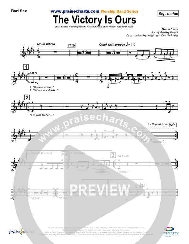 The Victory Is Ours Bari Sax (Geron Davis)