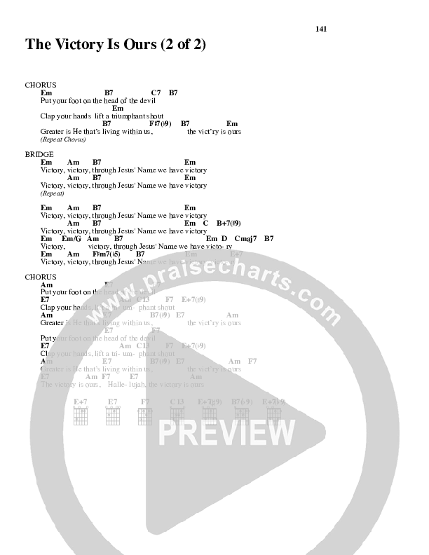 The Victory Is Ours Chord Chart (Geron Davis)