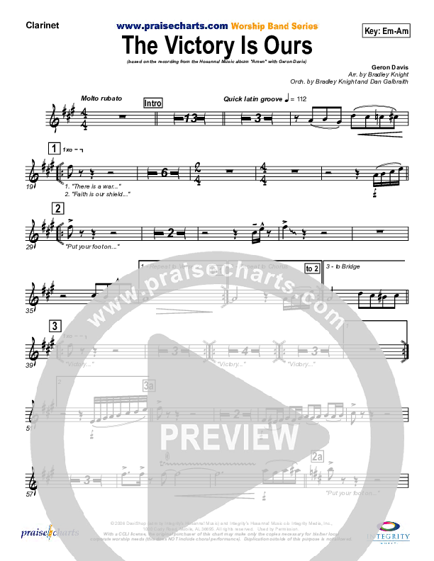 The Victory Is Ours Clarinet (Geron Davis)