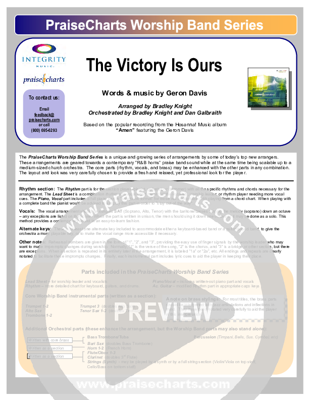 The Victory Is Ours Orchestration (Geron Davis)