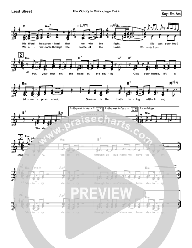 The Victory Is Ours Lead Sheet (Geron Davis)