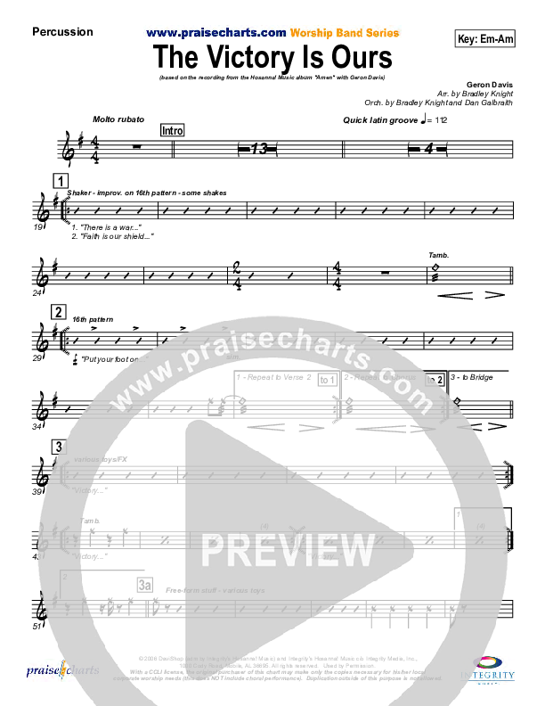 The Victory Is Ours Percussion (Geron Davis)