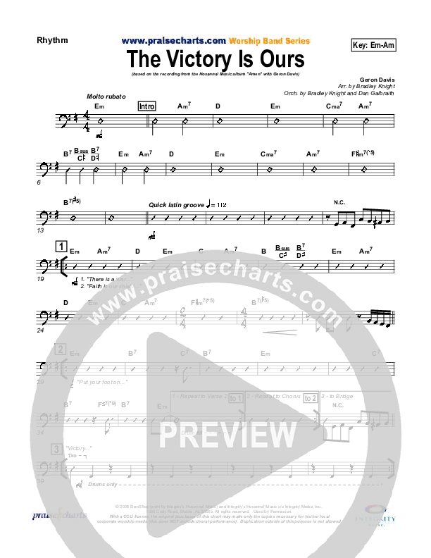 The Victory Is Ours Rhythm Chart (Geron Davis)