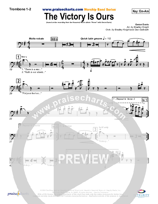 The Victory Is Ours Trombone 1/2 (Geron Davis)