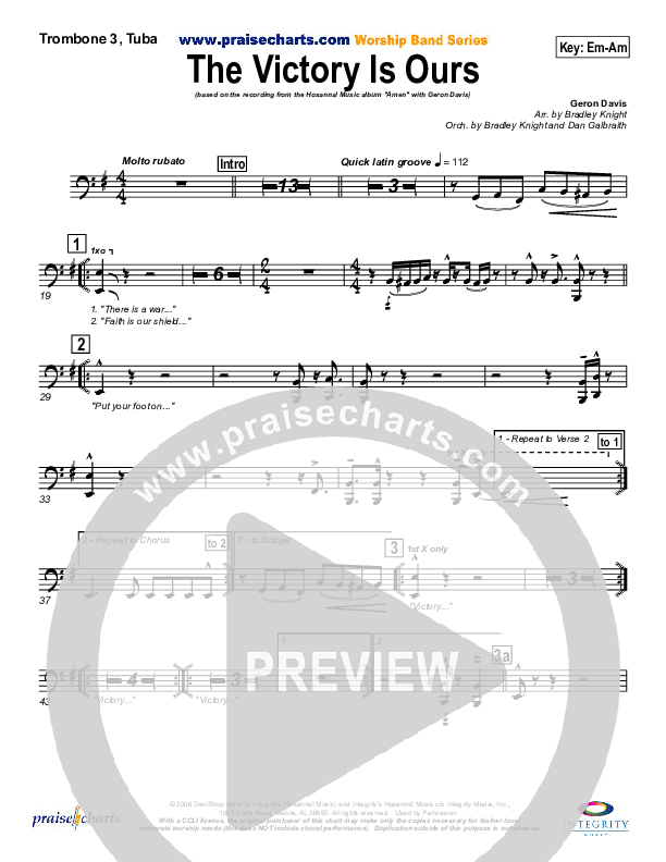 The Victory Is Ours Trombone 3/Tuba (Geron Davis)