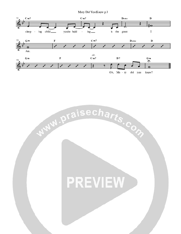 Mary Did You Know Lead Sheet (Don Moen)