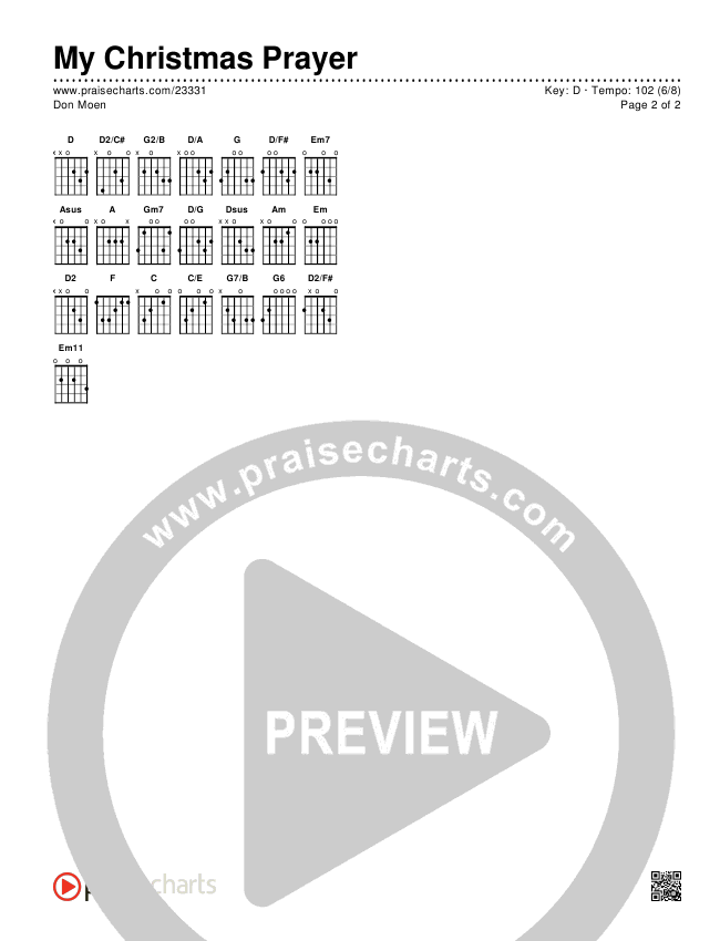 My Christmas Prayer Chords & Lyrics (Don Moen)