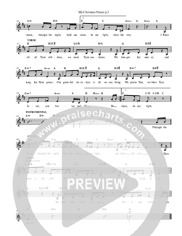 My Christmas Prayer Lead Sheet (Don Moen)