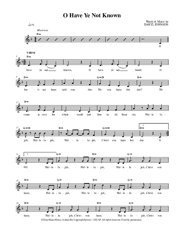 O Have Ye Not Known (with Good Christian Men Rejoice) Lead Sheet (Don Moen)