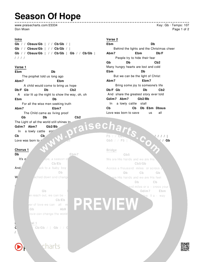 Season Of Hope Chord Chart (Don Moen)