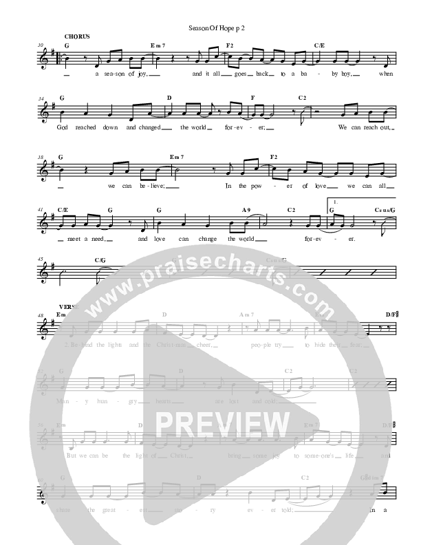 Season Of Hope Lead Sheet (Don Moen)