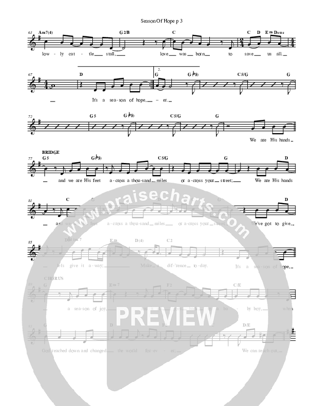 Season Of Hope Lead Sheet (Don Moen)