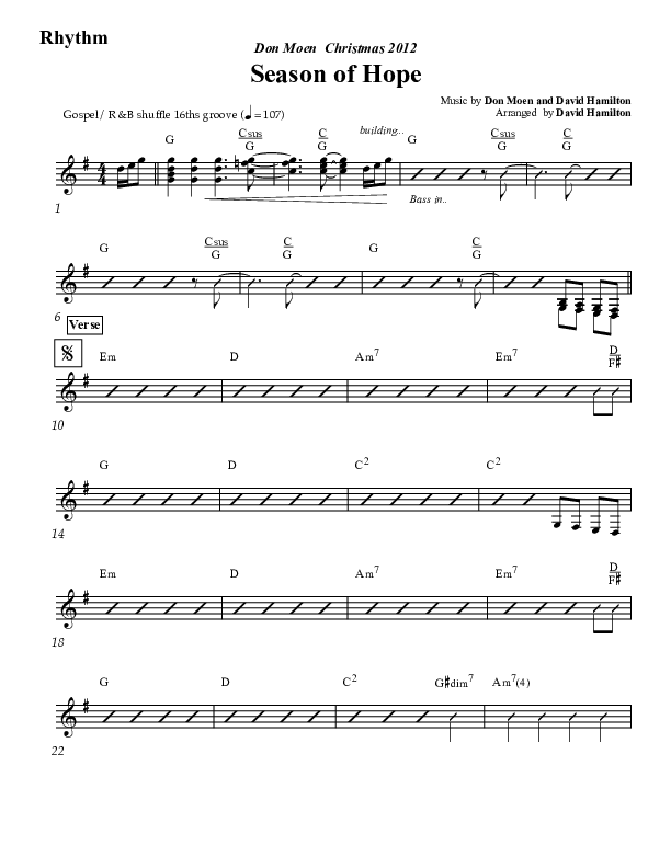 Season Of Hope Rhythm Chart (Don Moen)