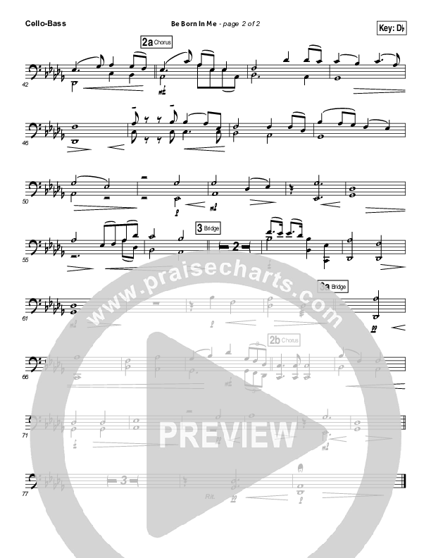 Be Born In Me Cello/Bass (Francesca Battistelli)