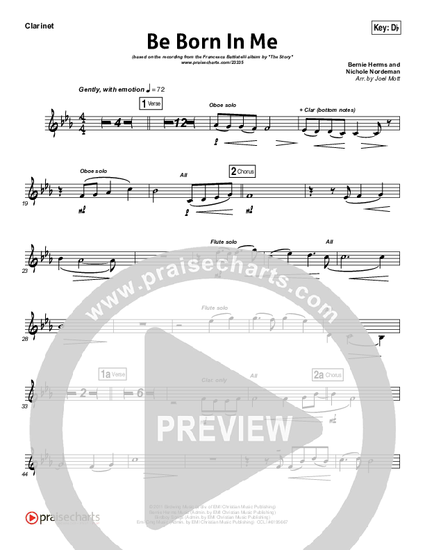 Be Born In Me Wind Pack (Francesca Battistelli)