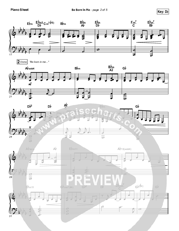 Be Born In Me Piano Sheet (Francesca Battistelli)