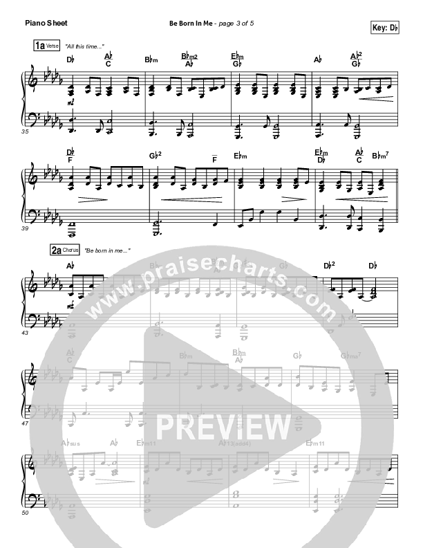 Be Born In Me Piano Sheet (Francesca Battistelli)