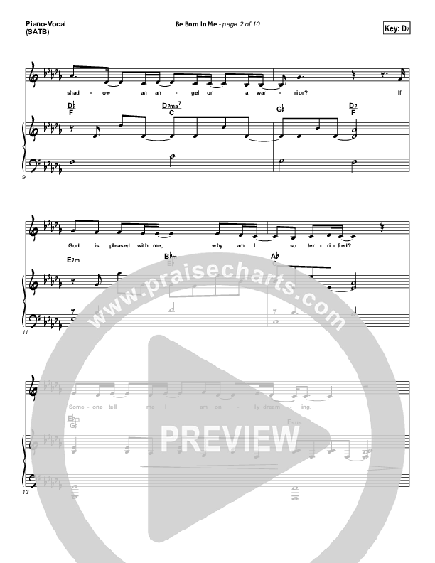 Be Born In Me Piano/Vocal (SATB) (Francesca Battistelli)