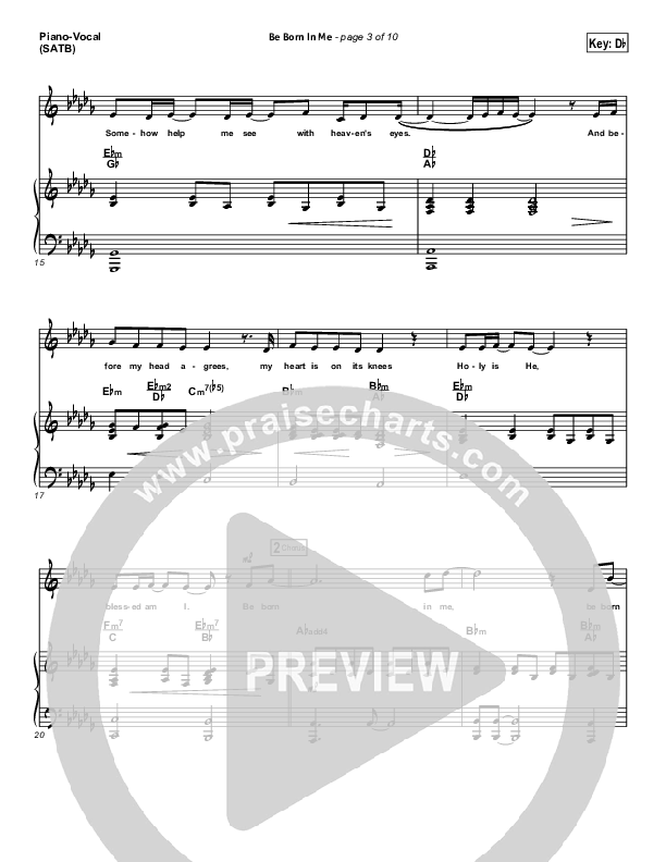 Be Born In Me Piano/Vocal (SATB) (Francesca Battistelli)