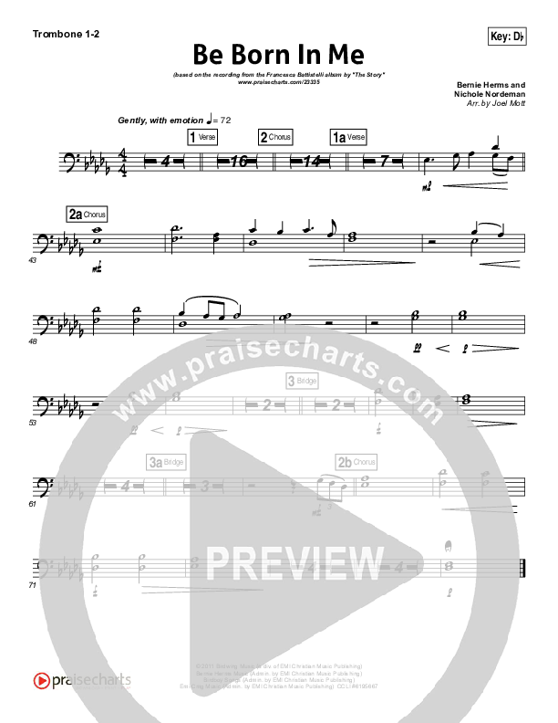 Be Born In Me Trombone 1/2 (Francesca Battistelli)