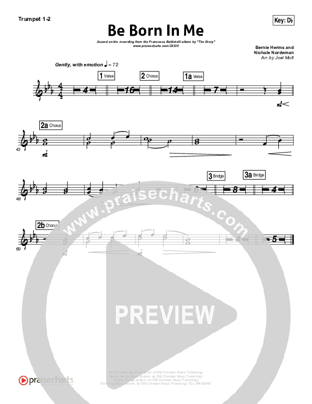 Be Born In Me Brass Pack (Francesca Battistelli)