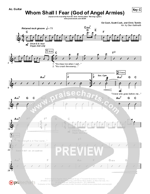 Whom Shall I Fear (God Of Angel Armies) Acoustic Guitar (Chris Tomlin)