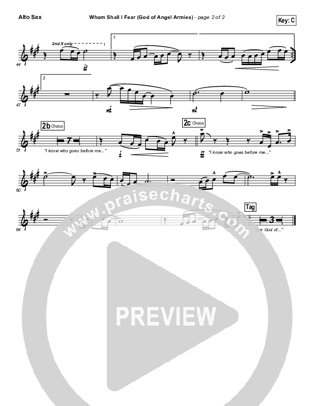 Whom Shall I Fear (God Of Angel Armies) Alto Sax (Chris Tomlin)