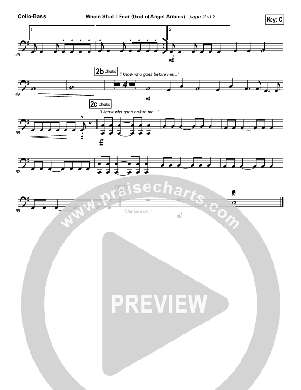 Whom Shall I Fear (God Of Angel Armies) Cello/Bass (Chris Tomlin)