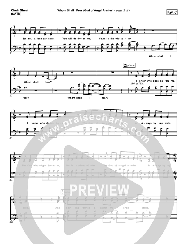 Whom Shall I Fear (God Of Angel Armies) Choir Sheet (SATB) (Chris Tomlin)