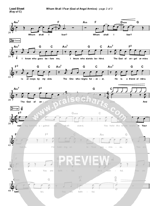 Whom Shall I Fear (God Of Angel Armies) Lead Sheet (Melody) (Chris Tomlin)