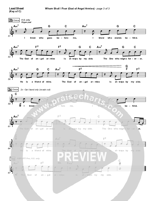 Whom Shall I Fear (God Of Angel Armies) Lead Sheet (Melody) (Chris Tomlin)