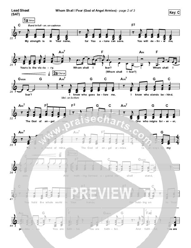 Whom Shall I Fear (God Of Angel Armies) Lead Sheet (SAT) (Chris Tomlin)