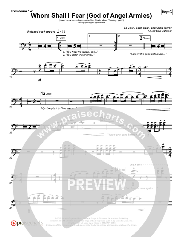 Whom Shall I Fear (God Of Angel Armies) Trombone 1/2 (Chris Tomlin)