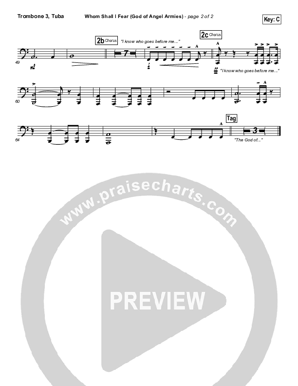Whom Shall I Fear (God Of Angel Armies) Trombone 3/Tuba (Chris Tomlin)
