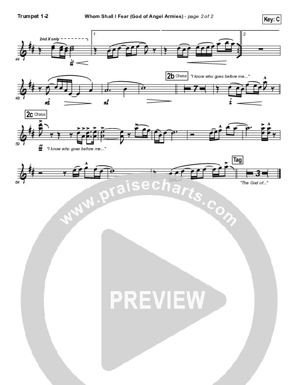 Whom Shall I Fear (God Of Angel Armies) Trumpet 1,2 (Chris Tomlin)