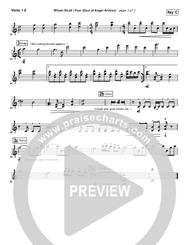 Whom Shall I Fear (God Of Angel Armies) Violin 1/2 (Chris Tomlin)