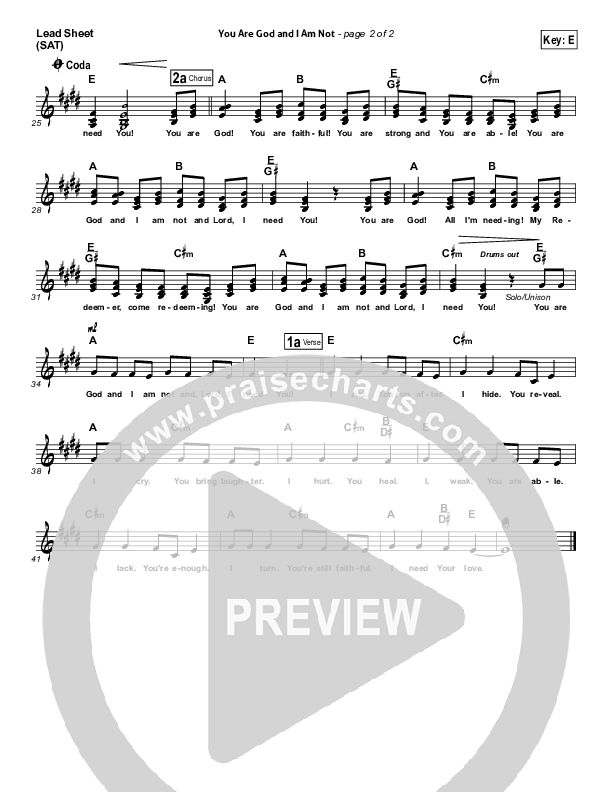 You Are God And I Am Not Lead Sheet (Dennis Jernigan)