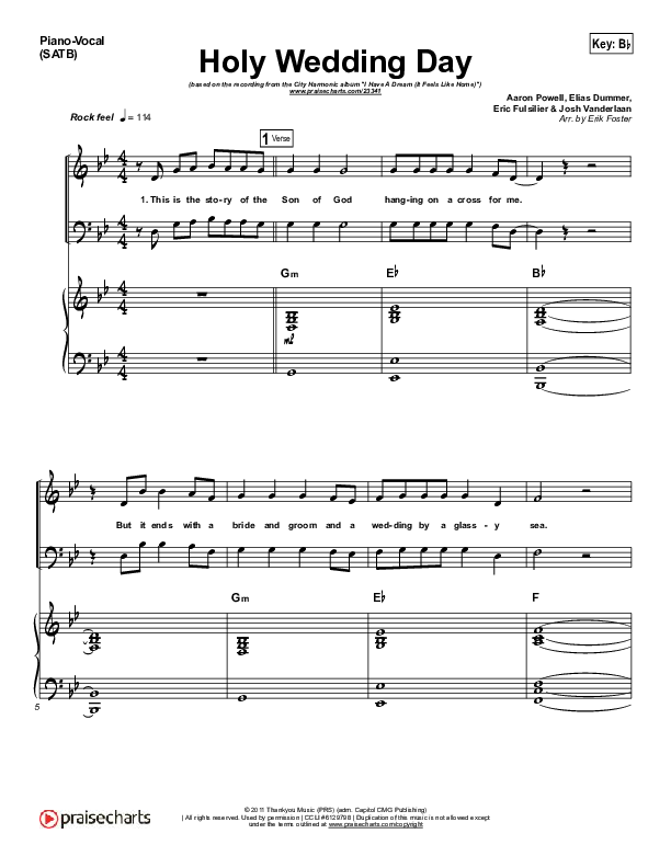 Holy (Wedding Day) Piano/Vocal & Lead (City Harmonic)