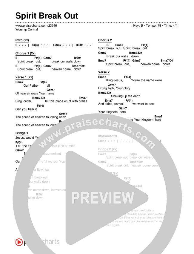 Spirit Break Out Chords & Lyrics (Worship Central)