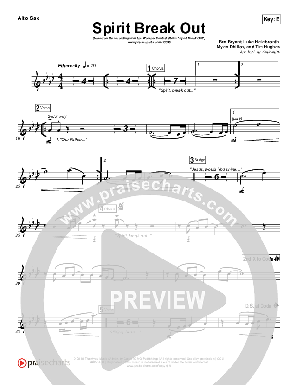Spirit Break Out Alto Sax (Worship Central)