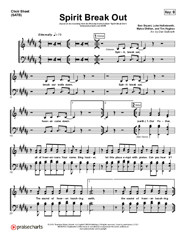 Spirit Break Out Choir Sheet (SATB) (Worship Central)